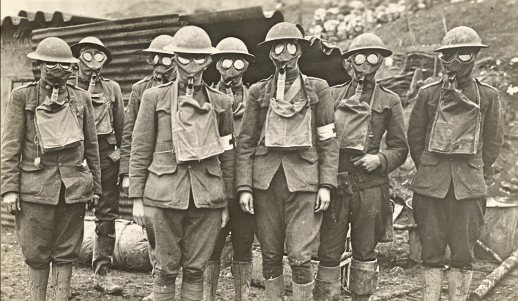 American soldiers wearing the latest gas mask – around 1918 – National ...